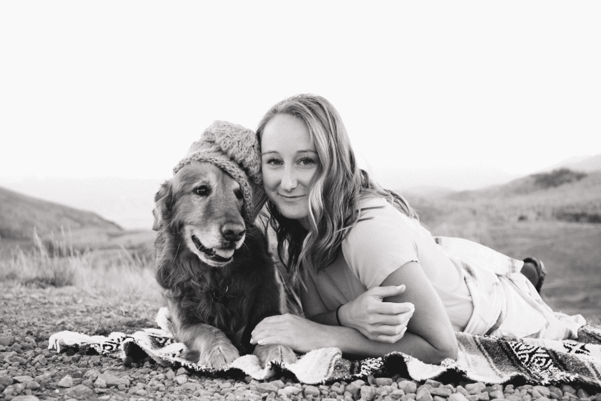 bw dog girl outdoors 1200