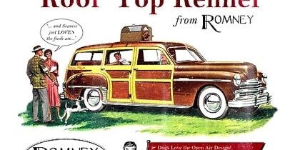 Kennel on top of woodie station wagon